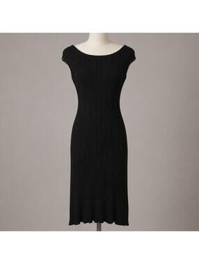 White House Black Market Black Ribbed Knit Dress Size L